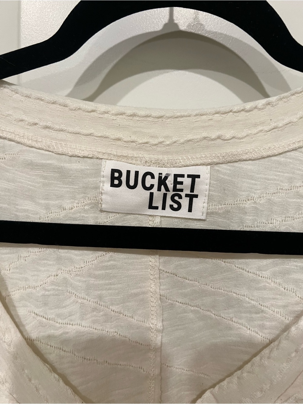 BUCKETLIST Cream Textured V-Neck Boxy oversized Tunic 100% cotton Medium USA - Picture 3 of 7